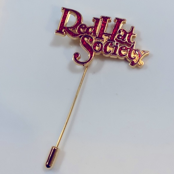 Jewelry | Brooch Pin Red Hat Society Red Gold Tone Vintage N38 | Poshmark